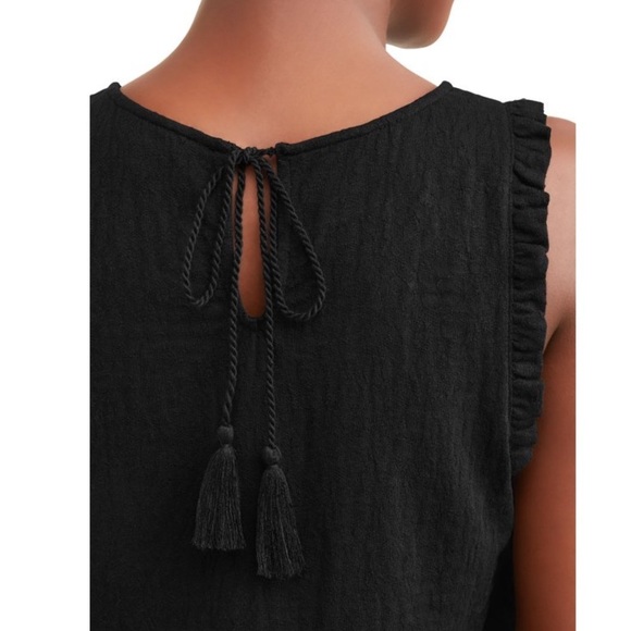 TIME AND TRU Women's Ruffle Sleeveless Black Tank Top Size Medium - Picture 10 of 10